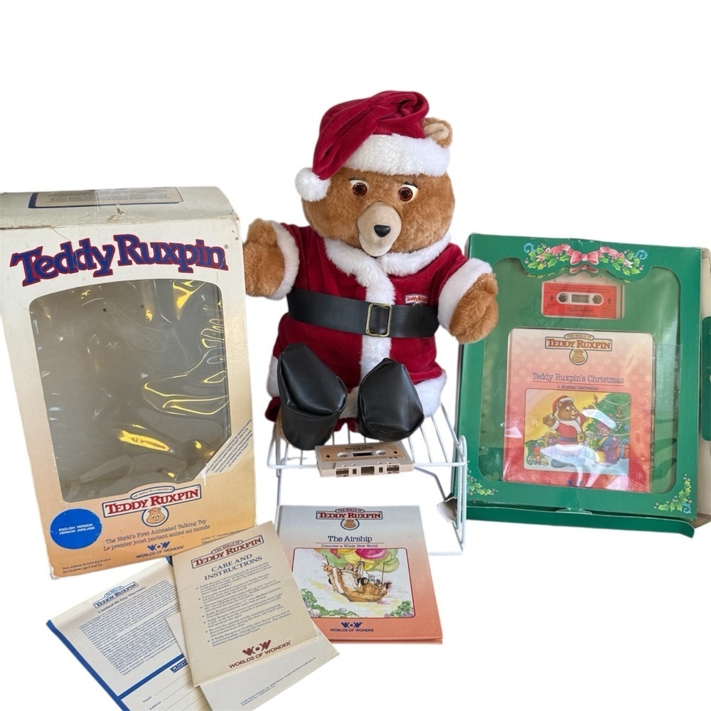 Vintage Teddy Ruxpin Animated Talking Teddy Bear Plush Santa Edition Tested Wrks